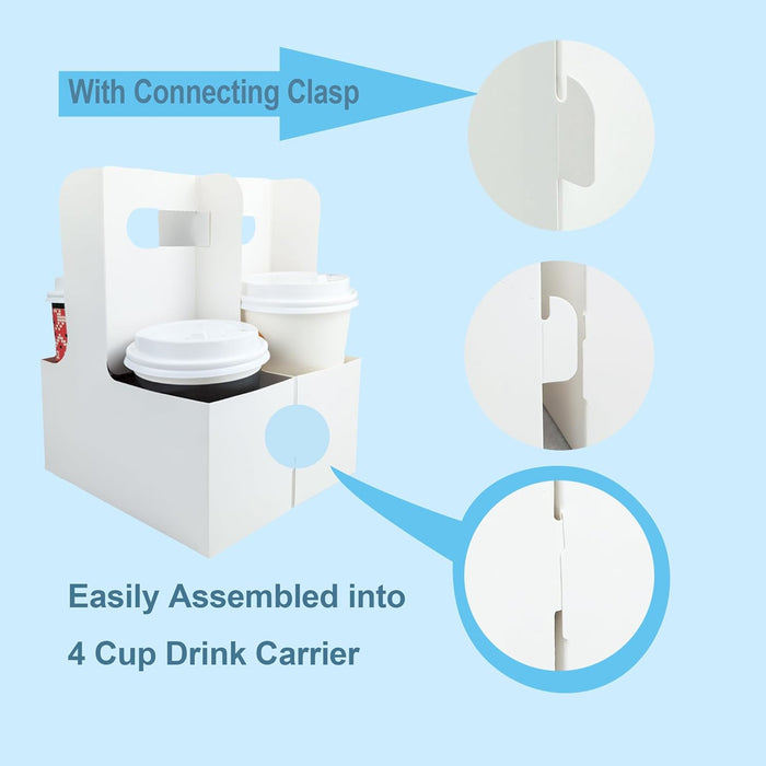 50 Pcs Handheld Double Cup Holder Sturdy Foldable Paperboard