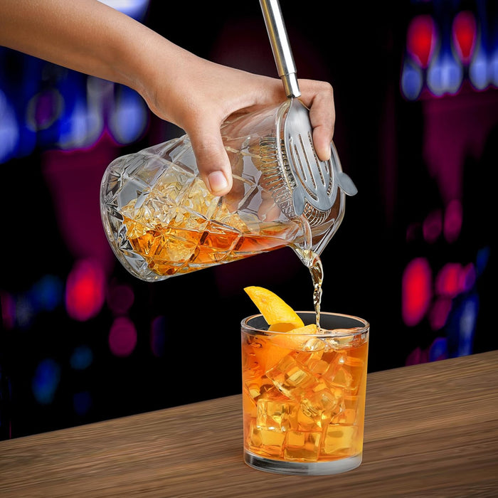 600ml Crystal Cut Cocktail Mixing Cup with Steel Stirrer