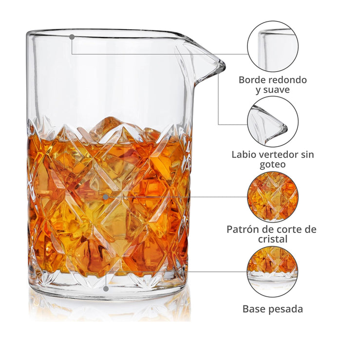 600ml Crystal Cut Cocktail Mixing Cup with Steel Stirrer