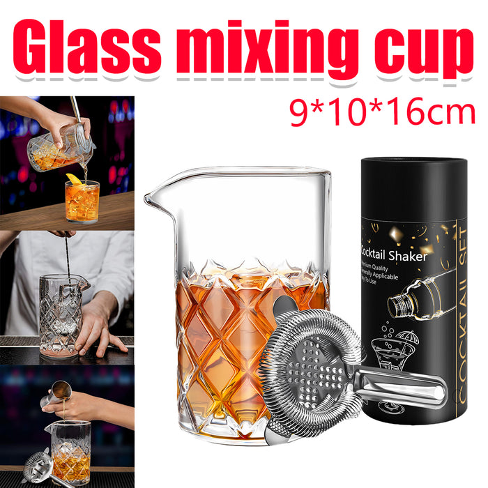 600ml Crystal Cut Cocktail Mixing Cup with Steel Stirrer