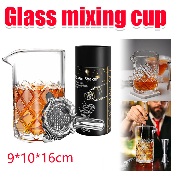 600ml Crystal Cut Cocktail Mixing Cup with Steel Stirrer