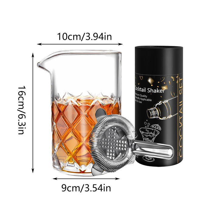 600ml Crystal Cut Cocktail Mixing Cup with Steel Stirrer