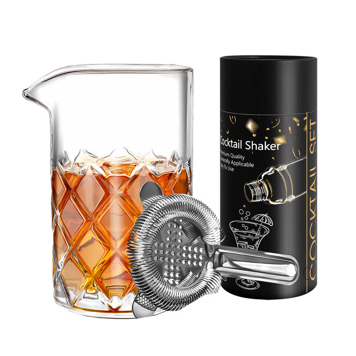 600ml Crystal Cut Cocktail Mixing Cup with Steel Stirrer