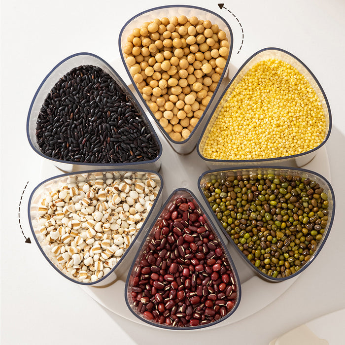 6 Pcs Grain Storage Jars with Rotating Base Sealed Lids