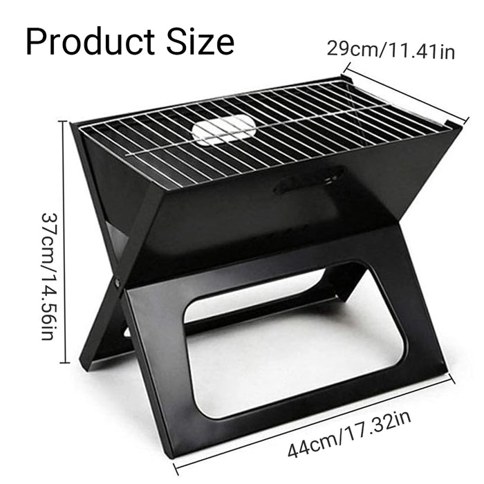 Grillz Foldable Charcoal BBQ Grill X-Frame Iron 44 x 37 x 29 cm