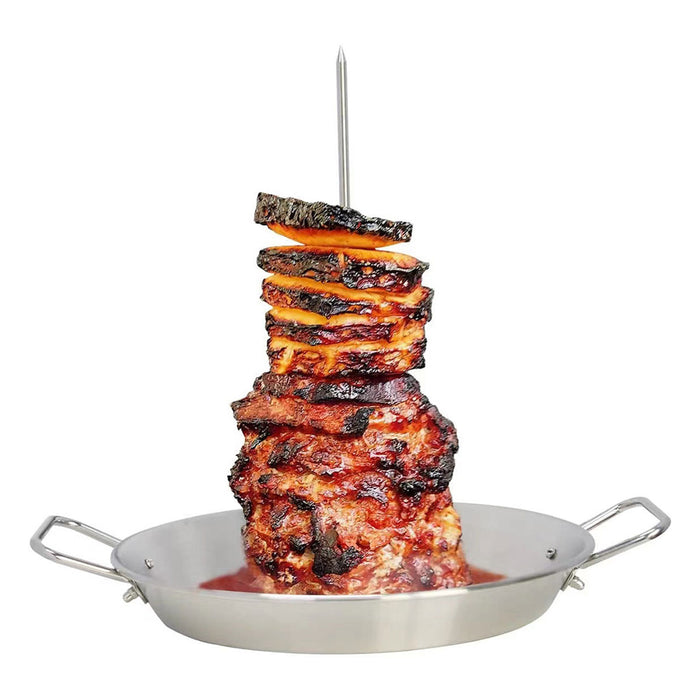 BBQ Rotisserie Pan Kit Stainless Steel with 3 Skewers