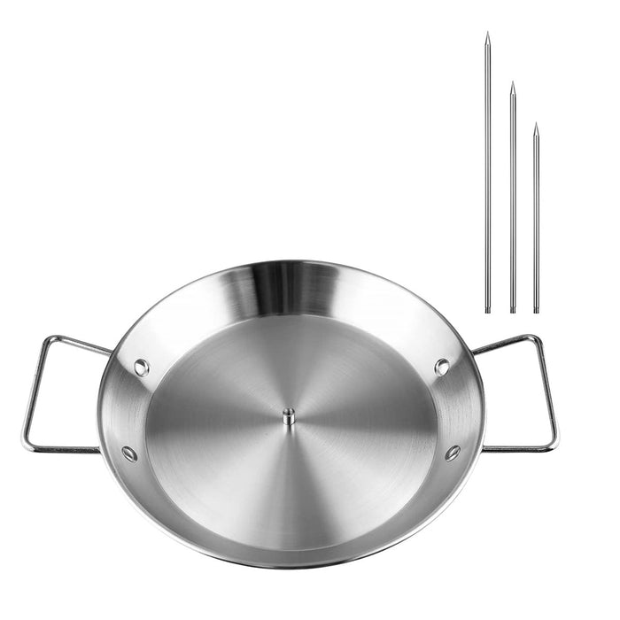 BBQ Rotisserie Pan Kit Stainless Steel with 3 Skewers