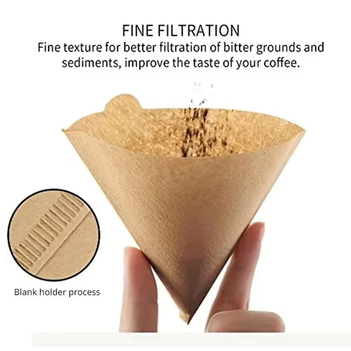 100 Pcs Coffee Filter Paper Cone V01 V02 Unbleached