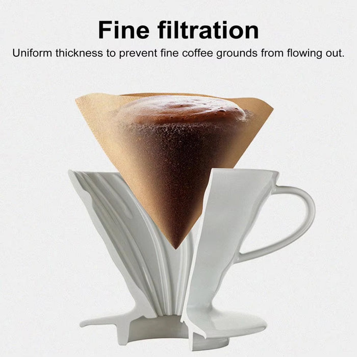 100 Pcs Coffee Filter Paper Cone V01 V02 Unbleached