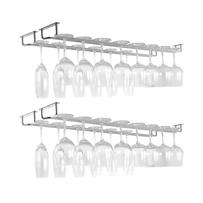 Metal Glass Cup Hanger Rack 40cm Stemware Shelf Storage Silver