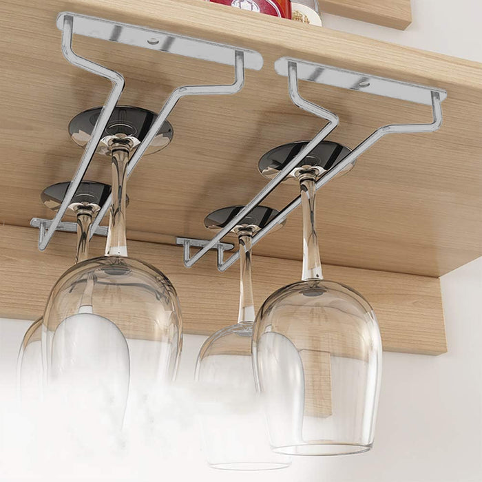 Metal Glass Cup Hanger Rack 40cm Stemware Shelf Storage Silver