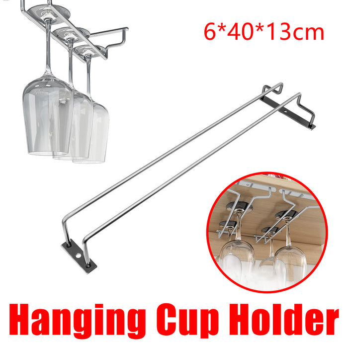 Metal Glass Cup Hanger Rack 40cm Stemware Shelf Storage Silver