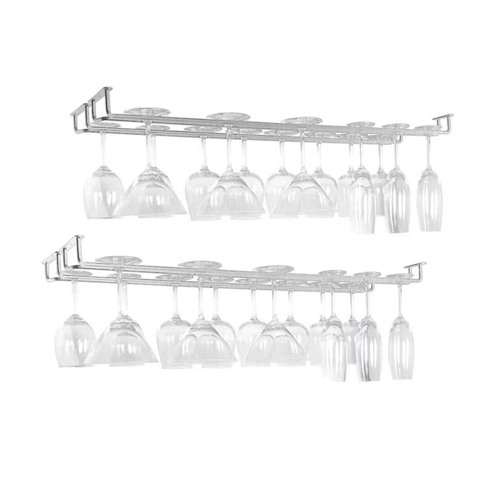 Metal Glass Cup Hanger Rack 40cm Stemware Shelf Storage Silver