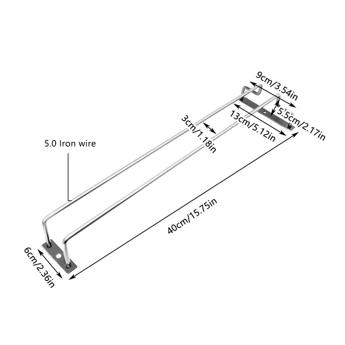 Metal Glass Cup Hanger Rack 40cm Stemware Shelf Storage Silver