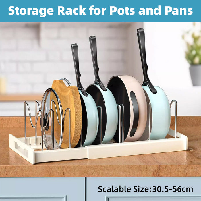 Telescopic Pot Rack Organiser with Stainless Steel Dividers