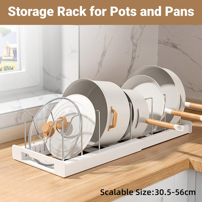 Telescopic Pot Rack Organiser with Stainless Steel Dividers