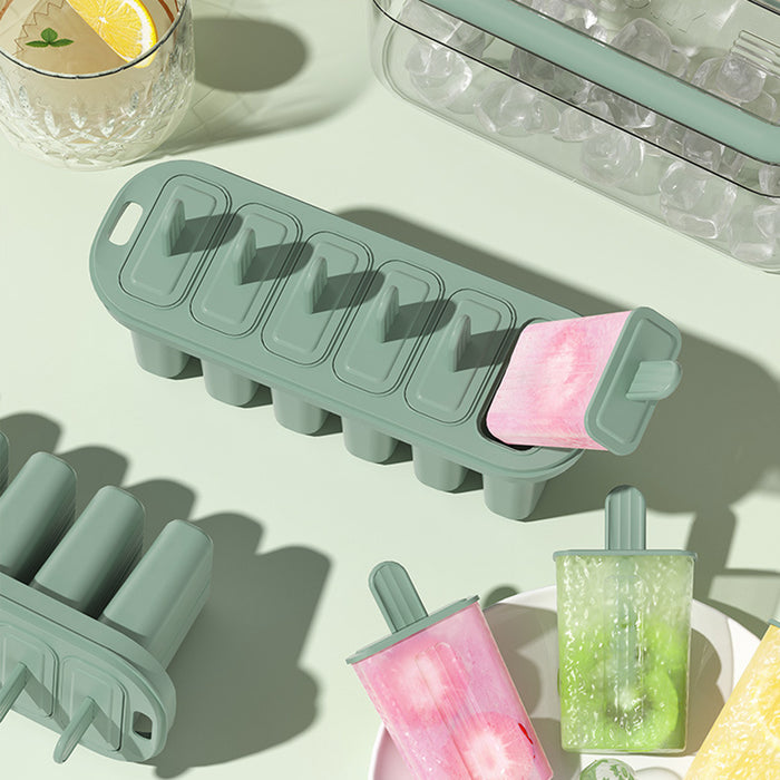 Silicone Ice Cream Mold 6 Slot With Lid Pastel Green