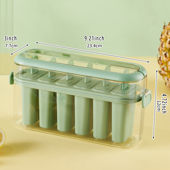 Silicone Ice Cream Mold 6 Slot With Lid Pastel Green
