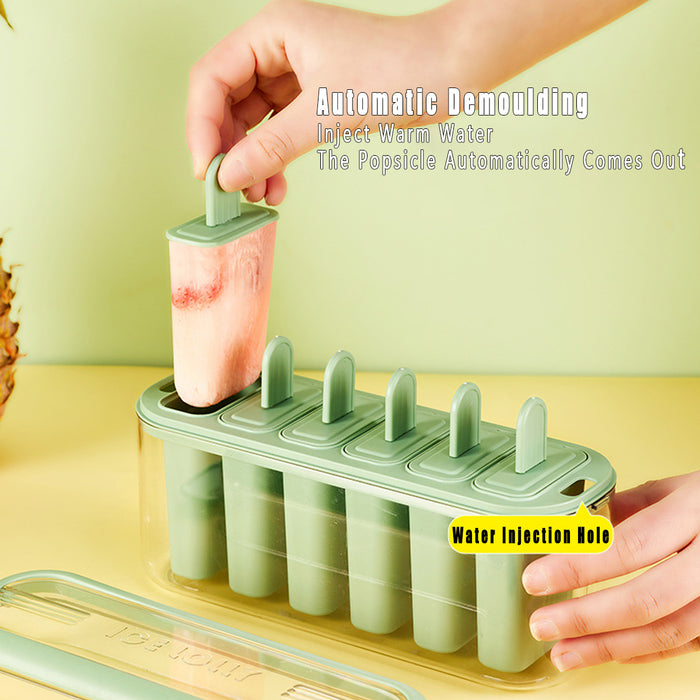 Silicone Ice Cream Mold 6 Slot With Lid Pastel Green