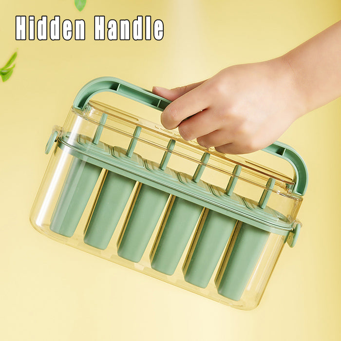 Silicone Ice Cream Mold 6 Slot With Lid Pastel Green