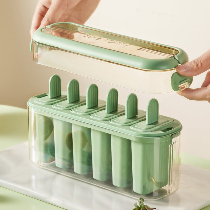 Silicone Ice Cream Mold 6 Slot With Lid Pastel Green