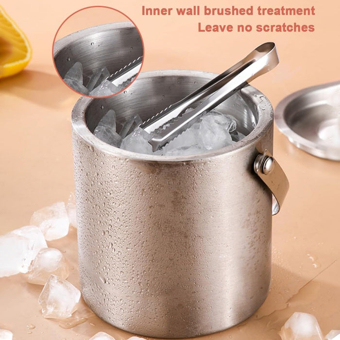 1.6L 3L Stainless Steel Ice Bucket with Handle and Lid