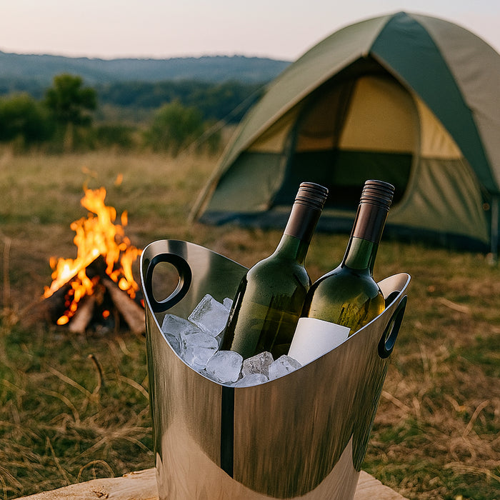 Stainless Steel Ice Bucket Silver Finish with Carry Handle