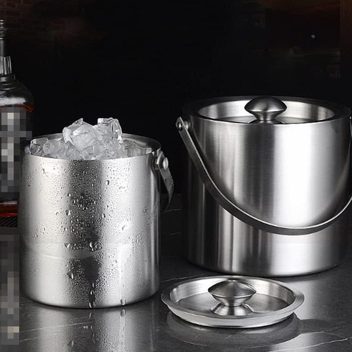1.6L 3L Stainless Steel Ice Bucket with Handle and Lid