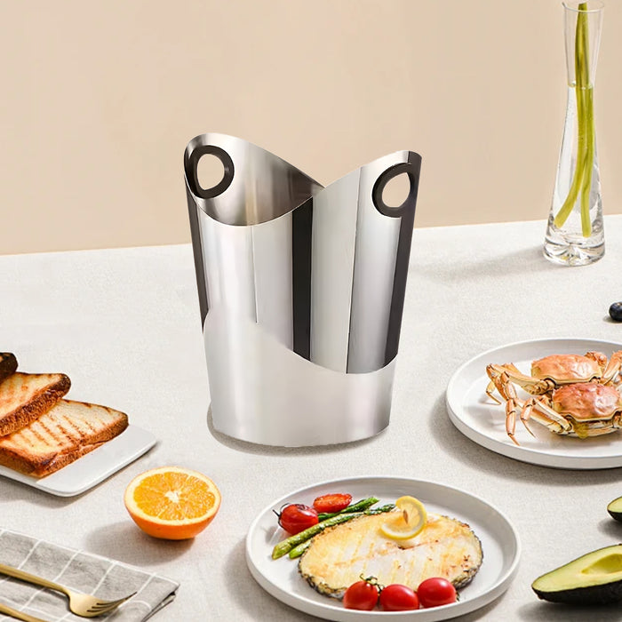 Stainless Steel Ice Bucket Silver Finish with Carry Handle