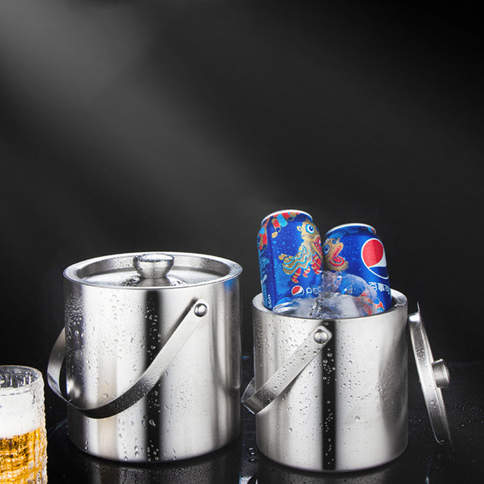 1.6L 3L Stainless Steel Ice Bucket with Handle and Lid
