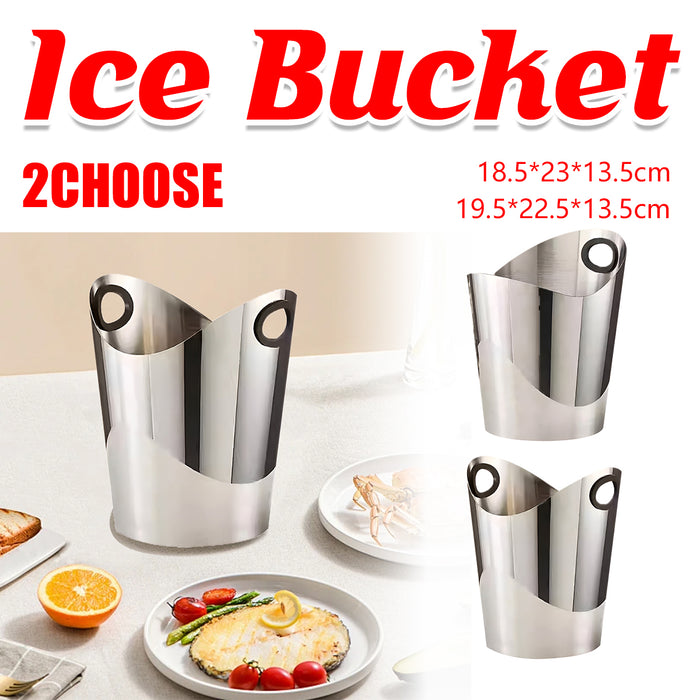 Stainless Steel Ice Bucket Silver Finish with Carry Handle