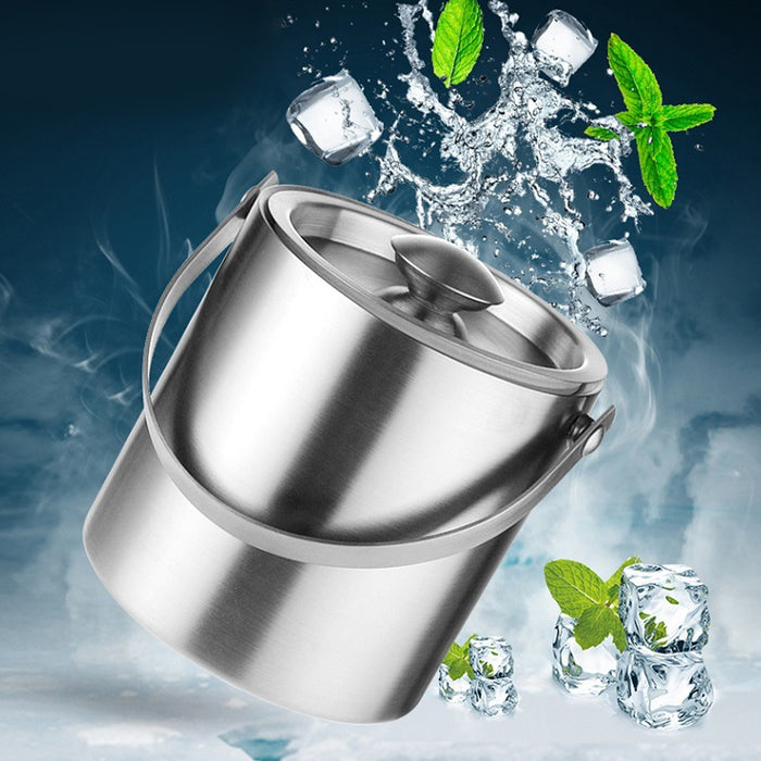 1.6L 3L Stainless Steel Ice Bucket with Handle and Lid