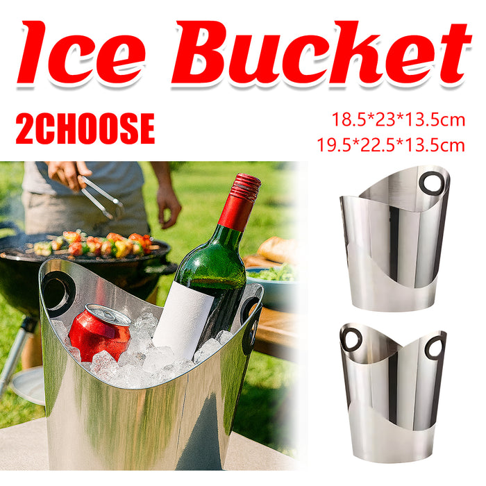 Stainless Steel Ice Bucket Silver Finish with Carry Handle