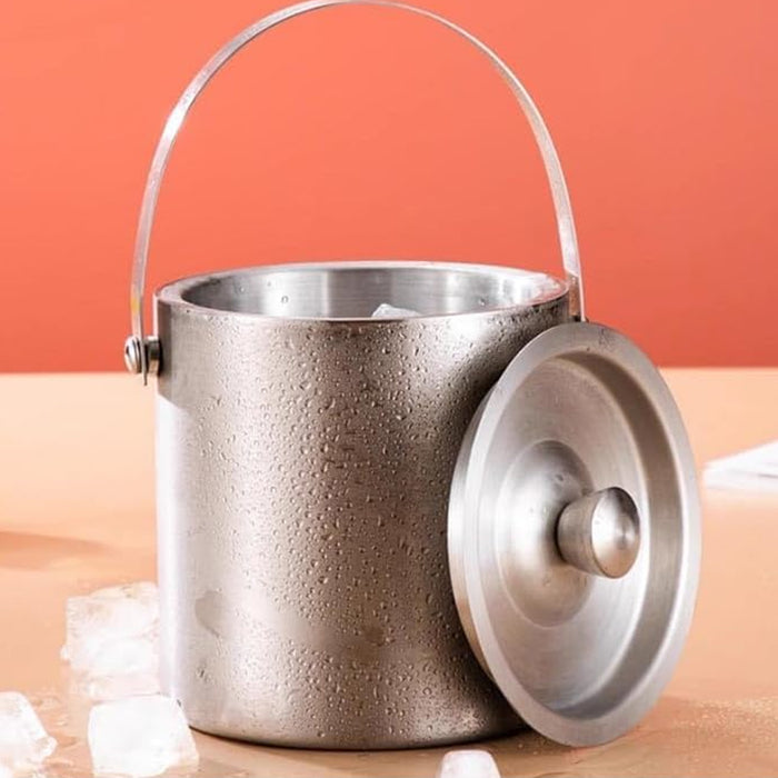 1.6L 3L Stainless Steel Ice Bucket with Handle and Lid