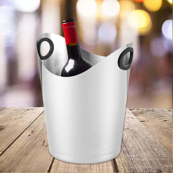 Stainless Steel Ice Bucket Silver Finish with Carry Handle