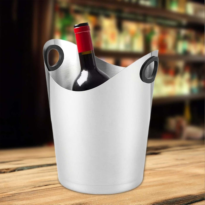 Stainless Steel Ice Bucket Silver Finish with Carry Handle