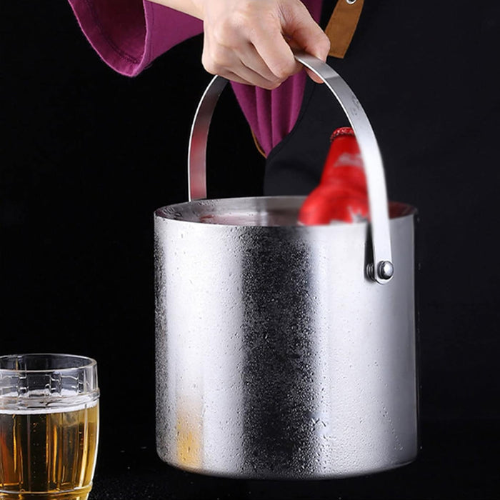 1.6L 3L Stainless Steel Ice Bucket with Handle and Lid