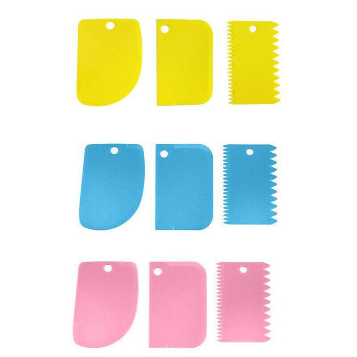 3 Pcs Plastic Dough Scrapers Jagged Cutters Icing Tools