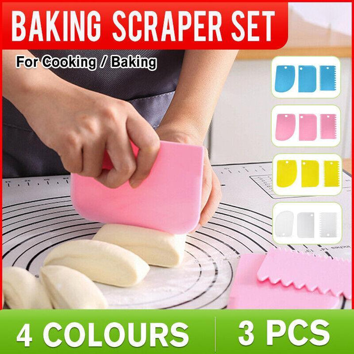 3 Pcs Plastic Dough Scrapers Jagged Cutters Icing Tools