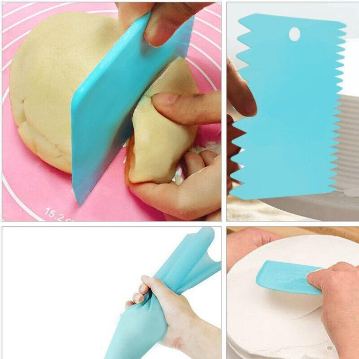 3 Pcs Plastic Dough Scrapers Jagged Cutters Icing Tools