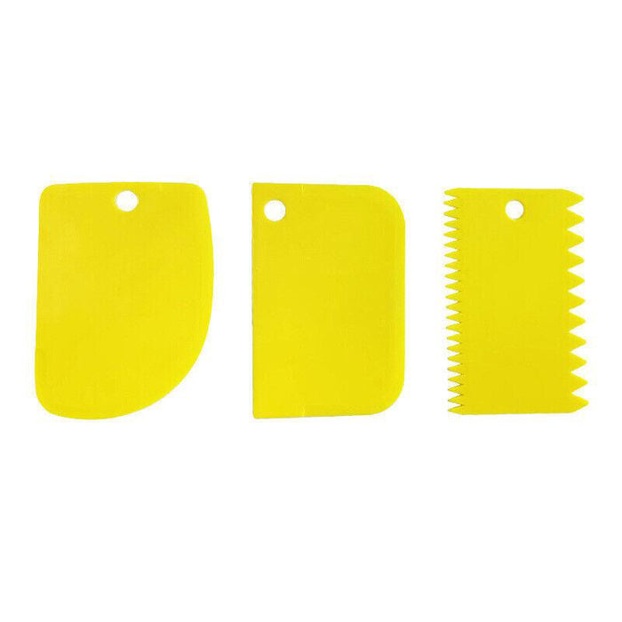 3 Pcs Plastic Dough Scrapers Jagged Cutters Icing Tools