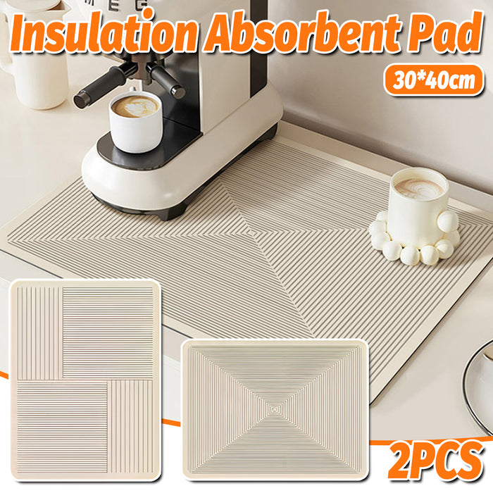 2 Pcs Kitchen Absorbent Draining Mats Heat Insulation Non-Slip 40x30cm