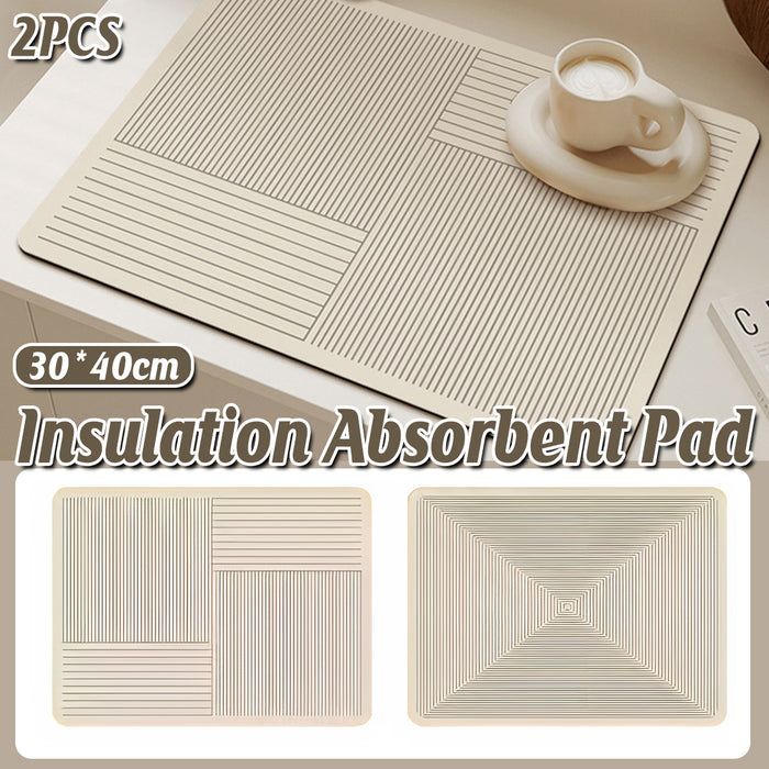 2 Pcs Kitchen Absorbent Draining Mats Heat Insulation Non-Slip 40x30cm