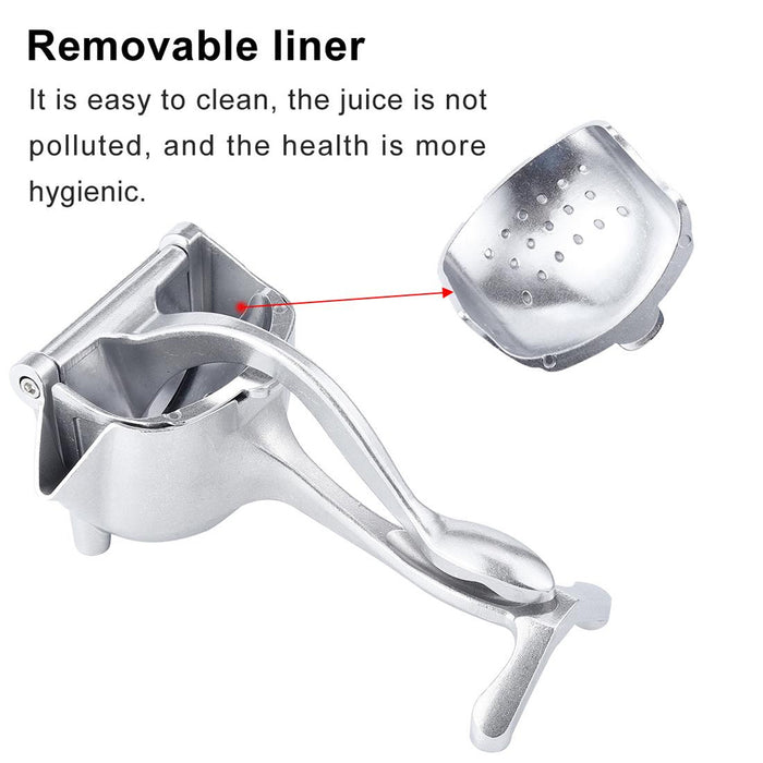 Manual Lemon Orange Juicer Aluminium Alloy with Removable Liner