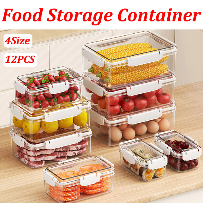 12 Pcs Airtight Food Storage Containers with Snap Lock Lids in 4 Sizes
