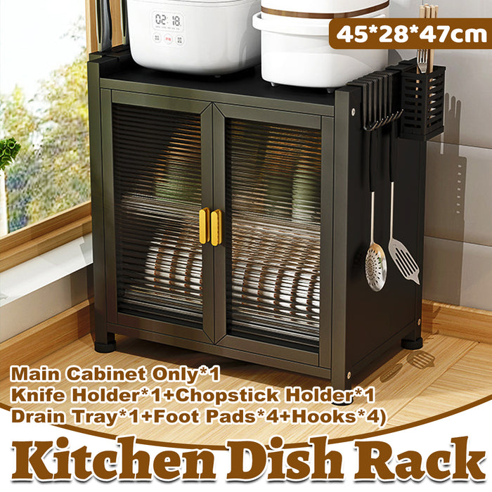 Dish Storage Rack With Magnetic Door Carbon Steel Acrylic