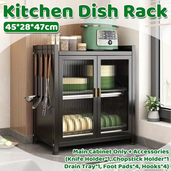 Dish Storage Rack With Magnetic Door Carbon Steel Acrylic
