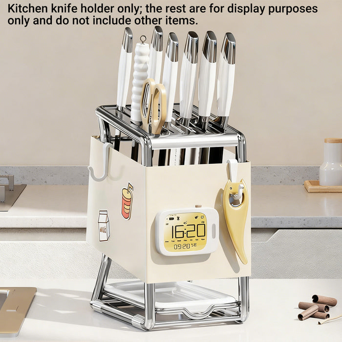 Kitchen Drain Knife Holder Carbon Steel Rack White Grey