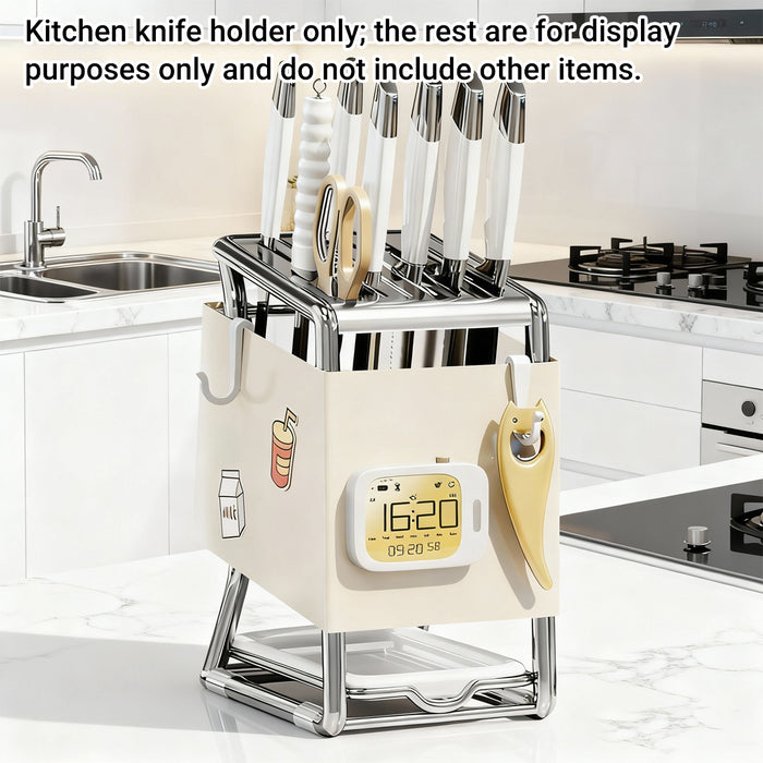 Kitchen Drain Knife Holder Carbon Steel Rack White Grey