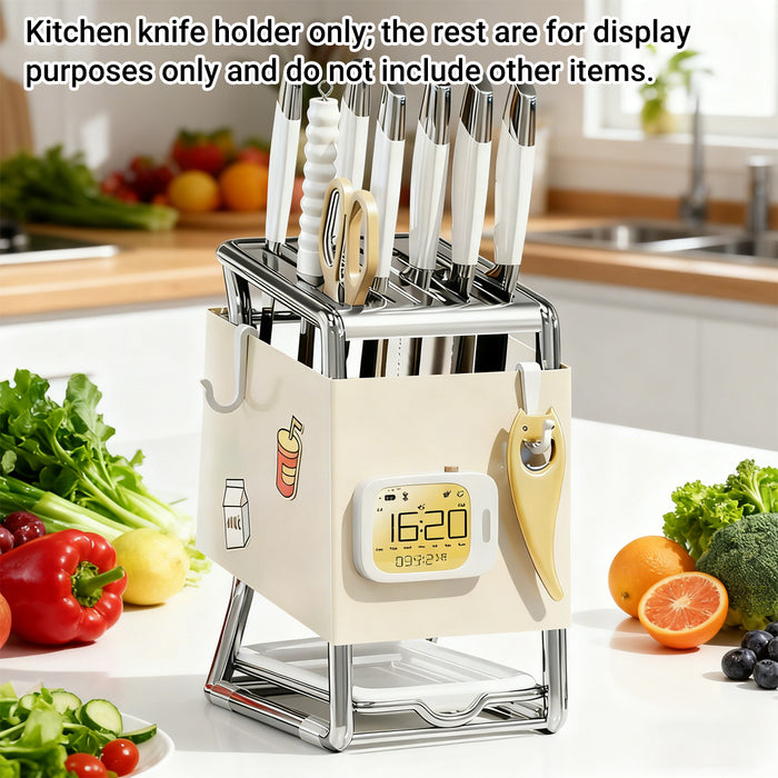 Kitchen Drain Knife Holder Carbon Steel Rack White Grey